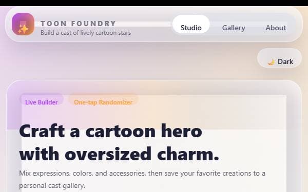 Screenshot of Toon Foundry