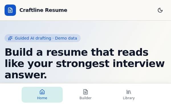 Screenshot of Craftline Resume