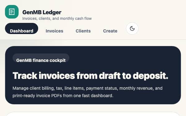 Screenshot of GenMB Ledger