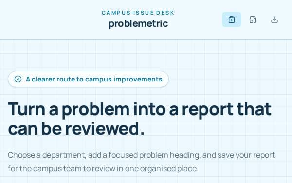 Screenshot of Problemetric Report Hub