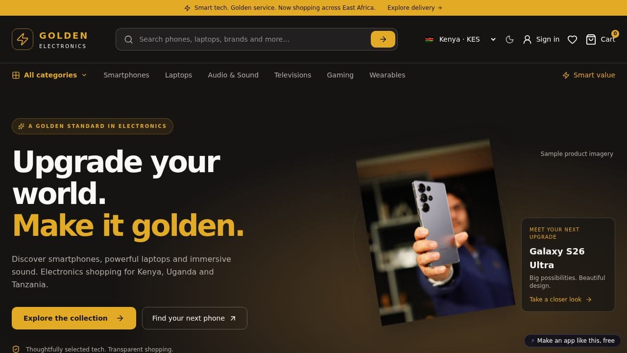 Screenshot of Golden Electronics