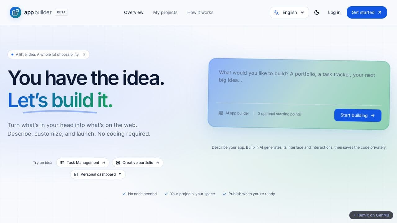 Screenshot of AI App Builder