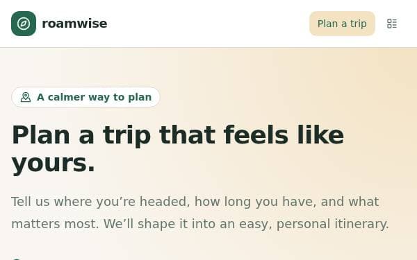 Screenshot of Personal Trip Planner