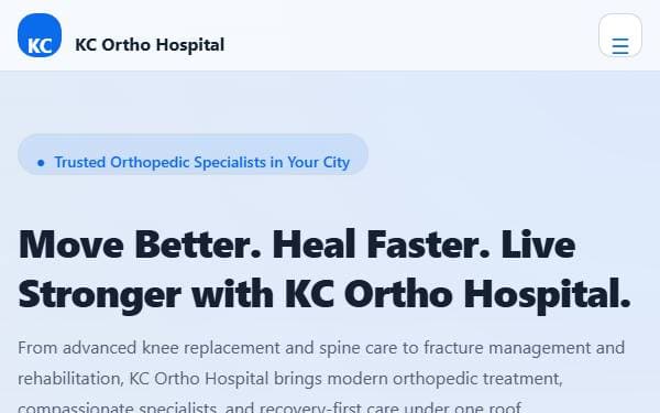 Screenshot of KC Ortho Care