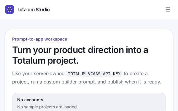 Screenshot of Totalum AI Builder