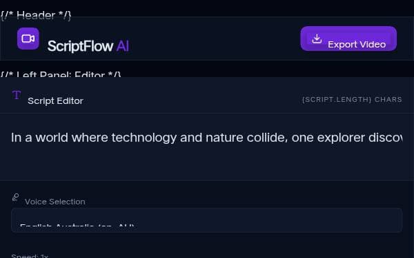 Screenshot of ScriptFlow AI Studio