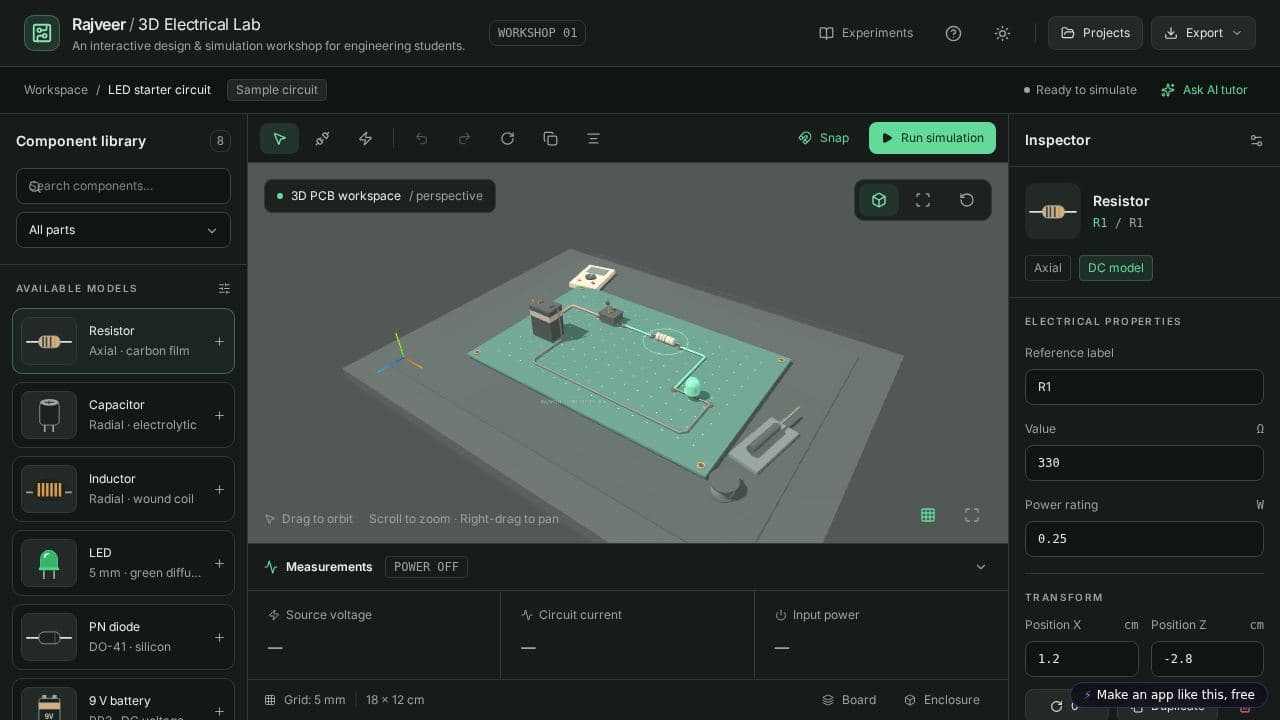 Screenshot of 3D Electrical Engineering Lab