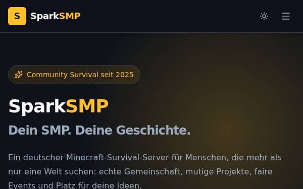 Screenshot of SparkSMP Portal