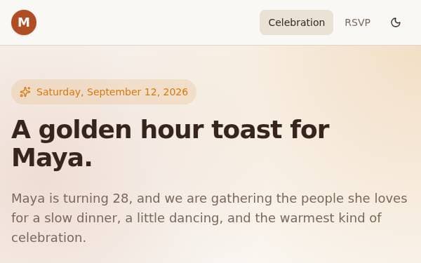 Screenshot of Golden Hour Birthday