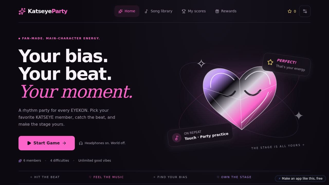 Screenshot of KatseyeParty Rhythm Game