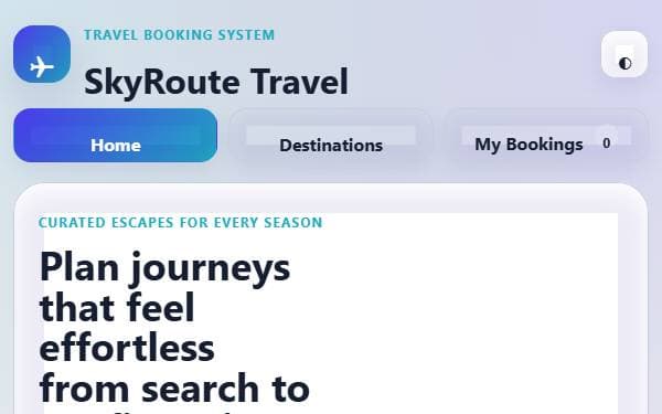 Screenshot of SkyRoute Travel