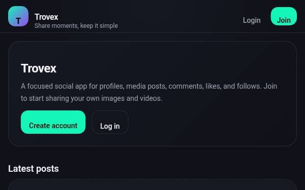 Screenshot of Trovex Social