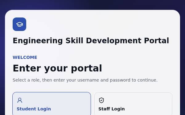 Screenshot of Engineering Skills Portal