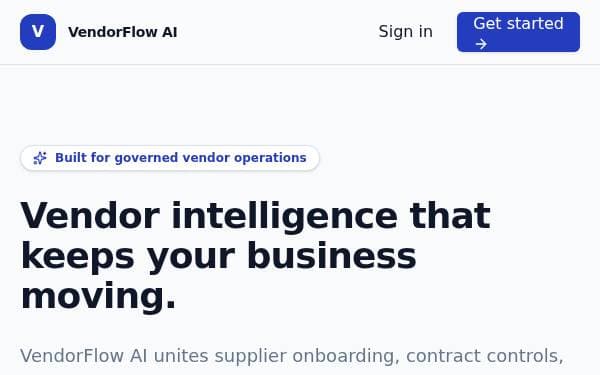 Screenshot of VendorFlow AI Platform