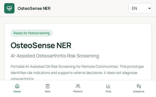 Screenshot of OsteoSense NER