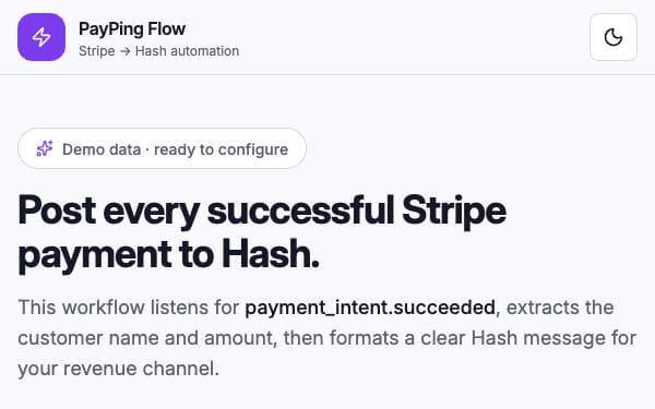 Screenshot of PayPing Flow