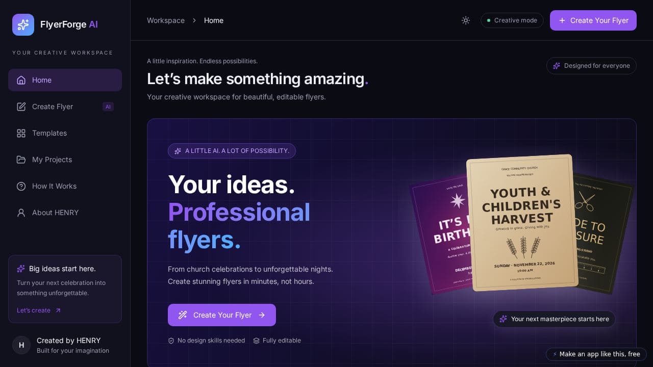 Screenshot of FlyerForge AI