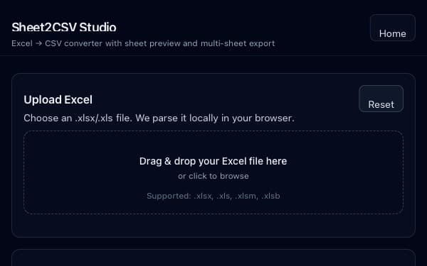 Screenshot of Sheet2CSV Studio