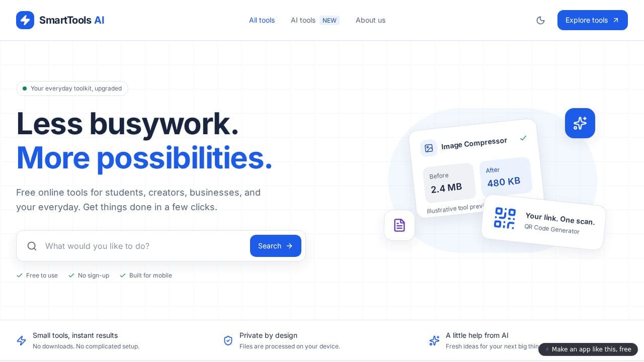 Screenshot of SmartTools AI