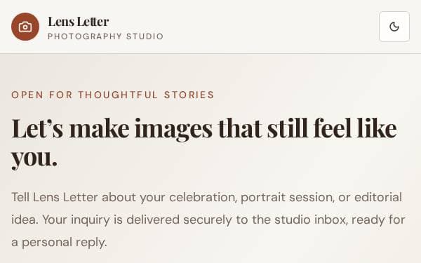 Screenshot of Lens Letter Studio