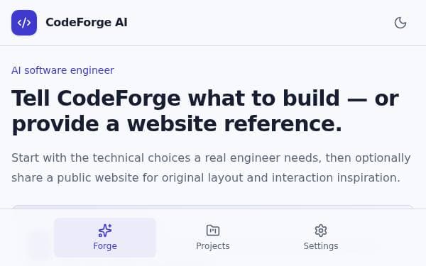 Screenshot of CodeForge AI