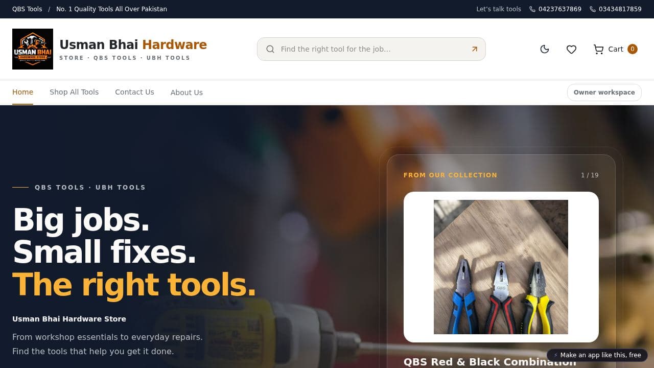 Screenshot of Usman Bhai Hardware