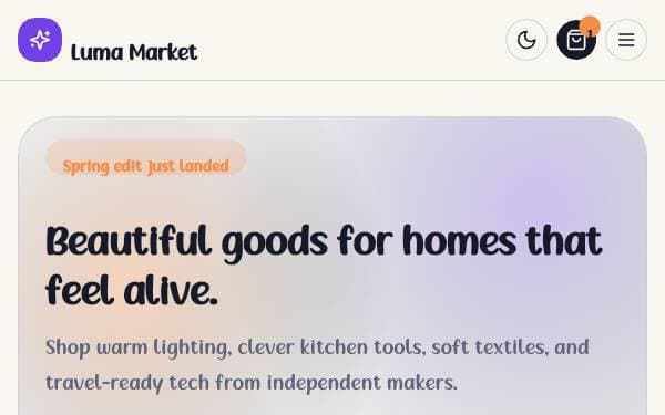Screenshot of Luma Market