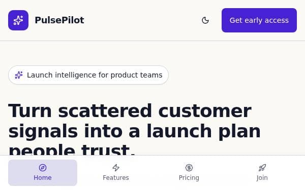 Screenshot of PulsePilot Launch