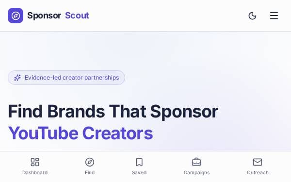 Screenshot of SponsorScout