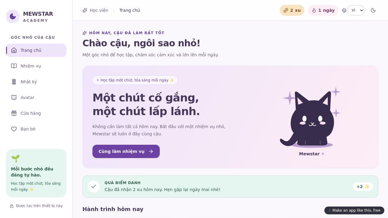 Screenshot of Mewstar to do list study