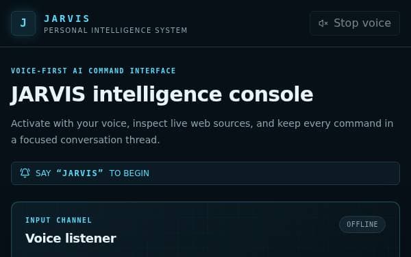 Screenshot of JARVIS Voice Assistant