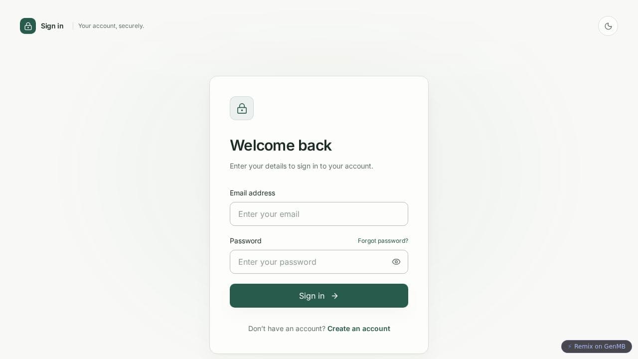 Screenshot of Sign in