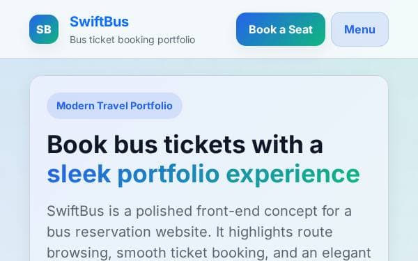 Screenshot of SwiftBus Portfolio