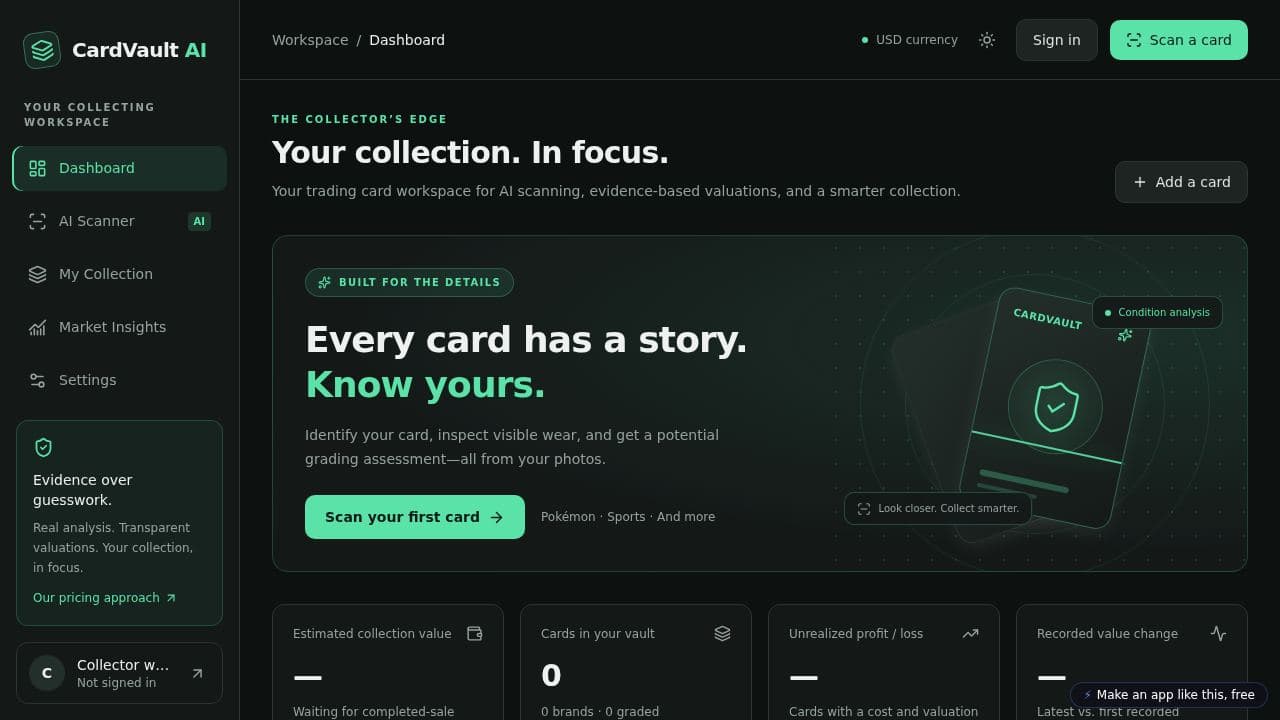 Screenshot of CardVault AI