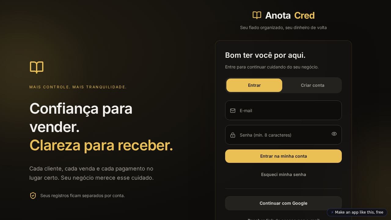 Screenshot of AnotaCred Premium