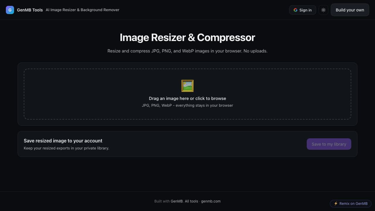 Screenshot of AI Image Resizer & Background Remover