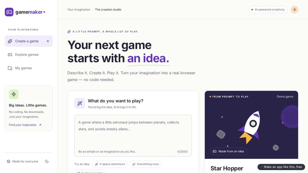 Screenshot of AI Game Studio