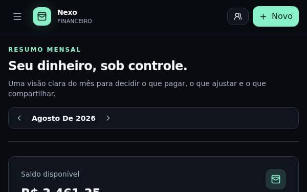 Screenshot of Finanças Compartilhadas