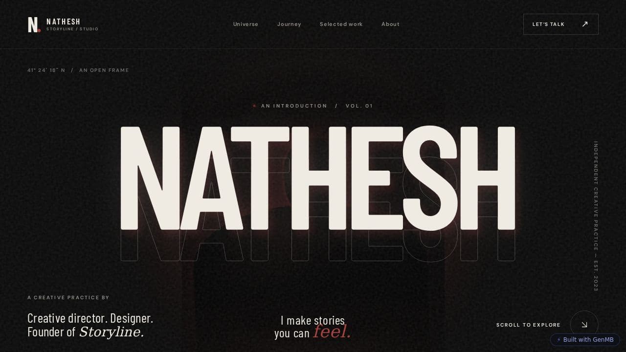 Screenshot of Cinematic Portfolio