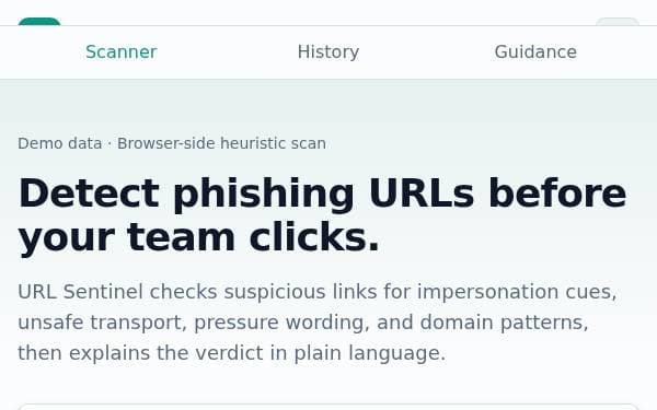 Screenshot of URL Sentinel