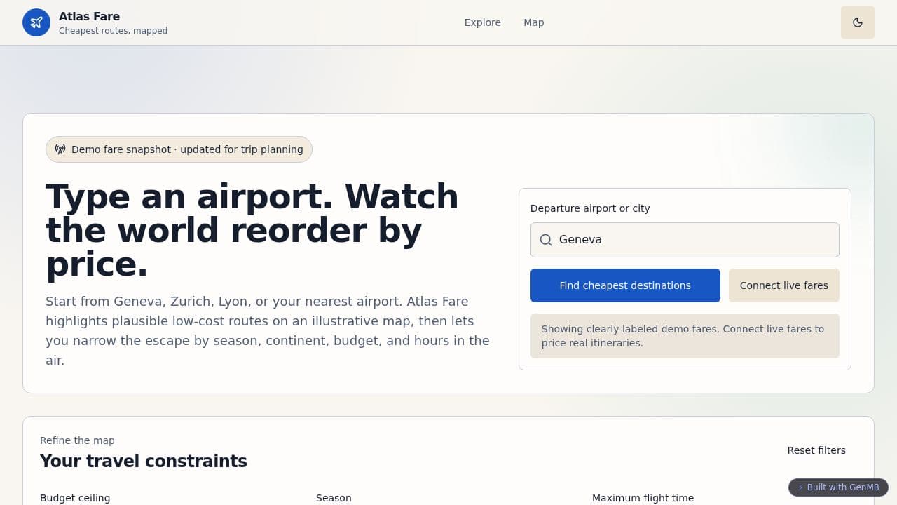 Screenshot of Atlas Fare