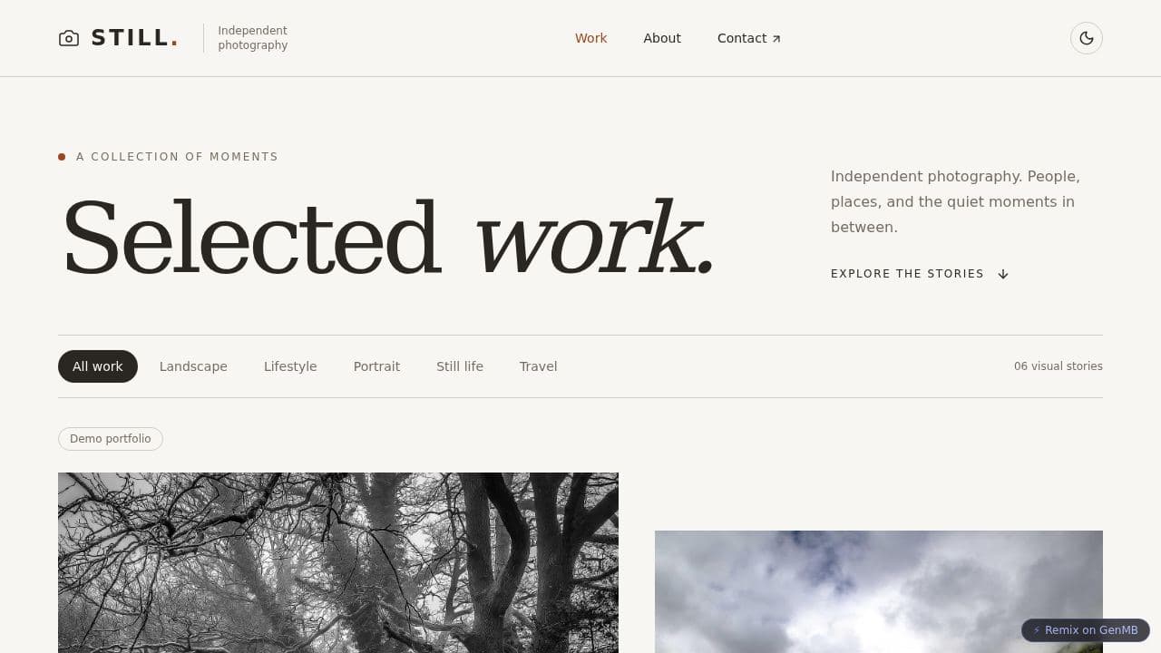 Screenshot of Photographer Portfolio