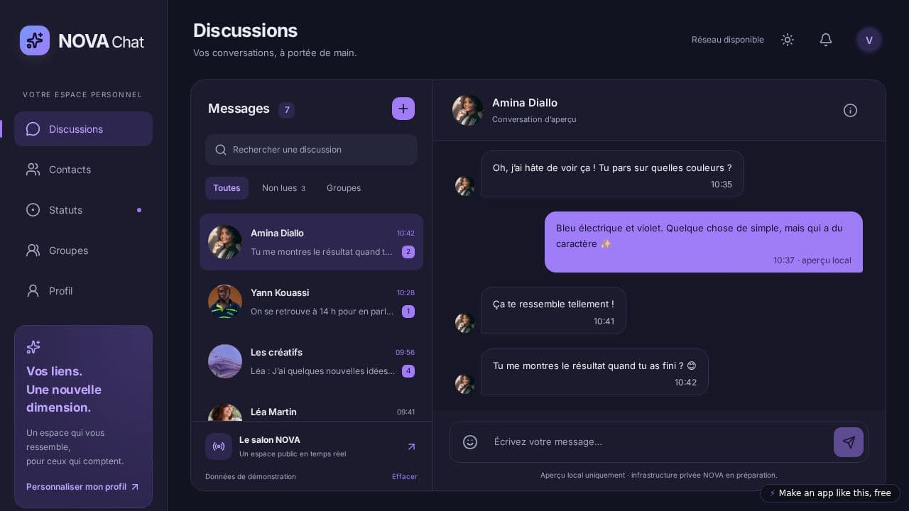 Screenshot of NOVA Chat Messenger