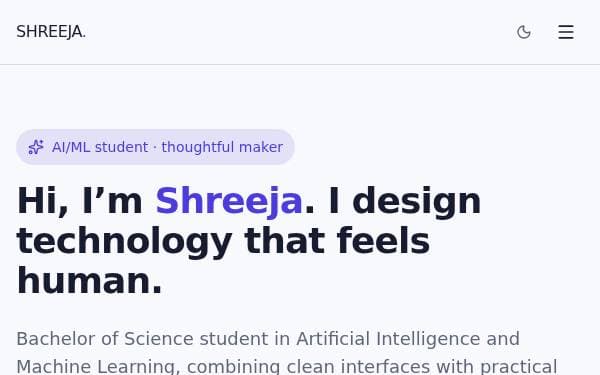 Screenshot of Shreeja Portfolio