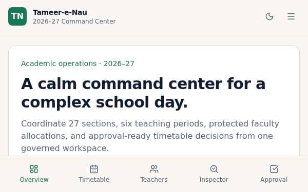 Screenshot of Tameer Timetable Command