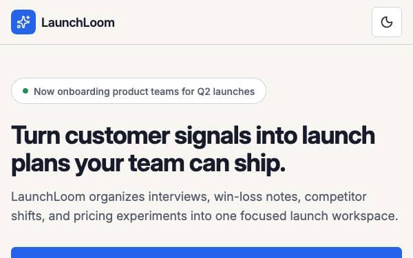 Screenshot of LaunchLoom