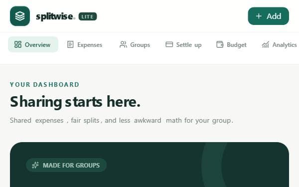 Screenshot of SplitWise Lite