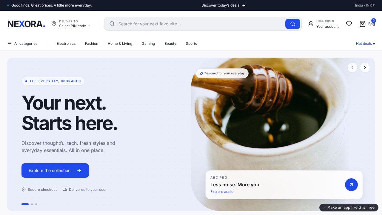 Screenshot of Nexora Commerce
