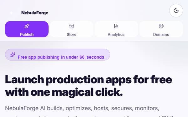 Screenshot of NebulaForge Publish
