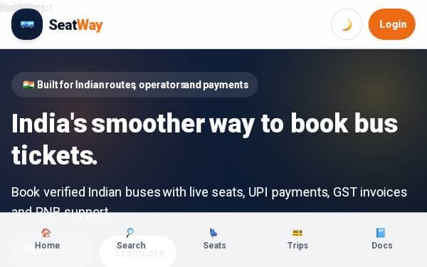 Screenshot of SeatWay India